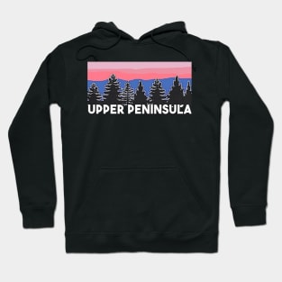 Yooper Life Upper Peninsula Blush Pine Tree Sunset Hoodie